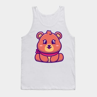 Cute baby bear sitting cartoon illustration Tank Top